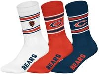 CHICAGO BEARS 3pk Crew Socks - WHT/ORG/NNY - 43/46
