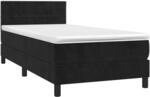 vidaXL Boxspringbett mit Matratze & LED Schwarz 90x200 cm Samt