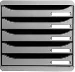 Exacompta 309740D Premium Ablagebox mit 5 Schubladen f&uuml;r DIN A4+ Dokumente.