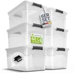 Juskys Aufbewahrungsbox mit Deckel - 6er Set Kunststoff Boxen 60l - Box gro&szlig;,