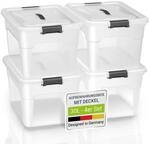 Juskys Aufbewahrungsbox mit Deckel - 4er Set Kunststoff Boxen 30l - Box gro&szlig;,