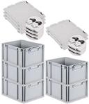 PROREGAL SuperSparSet 5x Eurobox NextGen Grip mit Scharnierdeckel und schwarzen