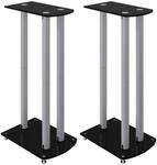 vidaXL Lautsprecher-St&auml;nder 2 STK. Schwarz & Silbern Hartglas 3 S&auml;ulen