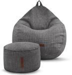 Green Bean Indoor Sitzsack Home Linen + Hocker mit EPS-Perlen F&uuml;llung -...