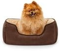 lionto Hundebett 2-in-1 in Wildlederoptik, 60 x 50 cm, Braun/Beige | Wendbares,