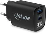 Inline USB-Ladeger&auml;t, 2-Port, digitales Display mit aktuellem Energieverbrauch, 1x