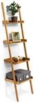 Relaxdays Leiterregal Bambus, HxBxT:176x44x37cm, 4-stufig, Standregal mit Ablagen,