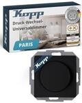 Kopp PARIS Universal-Dimmer-Schalter mit Drehknopf - Matt-Schwarz - F&uuml;r 10-250W