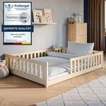 Kinderbett Bodenbett 140x200 cm Bett mit Matratze, Rausfallschutz & Lattenrost