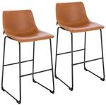 SVITA John 2-er Set Barhocker Barstuhl mit R&uuml;ckenlehne Retro Kunst-Leder Cognac