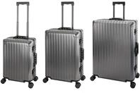 Travelhouse&reg; Tokyo Aluminium Reisekoffer Set, 3 Trolleys 55cm + 65cm + 77cm mit 4