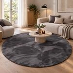 Pergamon Luxus Fellteppich Pearl Anthrazit Rund &ndash; Super Soft Kunstfell...