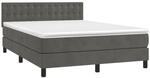 vidaXL Boxspringbett mit Matratze Dunkelgrau 140x200 cm Samt