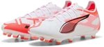 Puma Ultra 5 PRO FG/AG, Unisex Fussballschuh, Puma White-Puma Black-Glowing RED,
