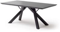Esstisch Schwarz matt lackiert, Tisch mit Glasplatte Anthrazit, BxHxT 180x75x95 cm