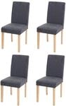 Mendler 4er-Set Stuhl Littau - Textil, anthrazitgrau, helle Beine