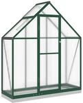 vidaXL Gew&auml;chshaus mit Fundamentrahmen Gr&uuml;n 169x58x202 cm Aluminimum
