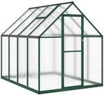 vidaXL Gew&auml;chshaus mit Fundamentrahmen Gr&uuml;n 224x169x195 cm Aluminimum