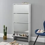 [en.casa] Schuhkipper Vogar Schuhschrank mit 4 Klappen verspiegelt Schuhkommode...