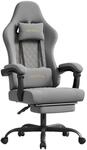 WOLTU Gaming Stuhl,Massagefunktion,Feder-Sitzkissen,Grau+Gelb 