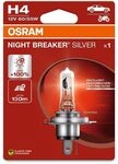 Osram NIGHT BREAKER SILVER H4, +100% mehr Helligkeit, Halogen-Scheinwerferlampe,