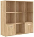 vidaXL B&uuml;cherregal mit 7 offenen W&uuml;rfeln 2 T&uuml;ren Wandregal Aktenregal...
