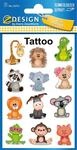 AVERY Zweckform 12 Tattoos Kinder Tiere (Tempor&auml;re Tattoos, wasserfeste