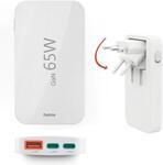 Hama USB C, Schnellladeger&auml;t GaN 65 Watt, 2X USB-C, 1x USB-A, klappbar