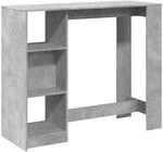 vidaXL Bartisch mit Regal Betongrau 124x46x103,5 cm Holzwerkstoff