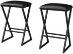 Vicco Barhocker Vault, Schwarz, 40 x 64 cm 2er Set, mit Fu&szlig;ablage und