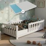 Juskys Kinderbett Naya - 90x200 cm Bett mit Matratze, Rausfallschutz & Lattenrost -