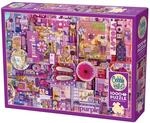 Cobble Hill 3840061 Collage in Violett, 1000 Teile Puzzle inkl. Puzzleposter f&uuml;r