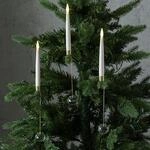 MARELIDA 10x LED Baumkerzen mit goldener Halterung Weihnachtsbaumkerzen...