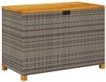 vidaXL Gartentruhe Grau 110x55x63 cm Poly Rattan Akazienholz
