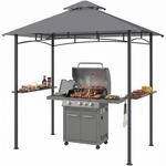 Outsunny Grillpavillon Gartenzelt Grill Pavillon Balkonpavillon mit Ablagen
