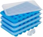 Relaxdays Eisw&uuml;rfelform mit Deckel, 4er Set, Diamantform, je 24 Mulden, Silikon,
