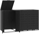 vidaXL M&uuml;lltonnenbox f&uuml;r 3 Tonnen Schwarz 207x79x117 cm Stahl