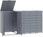 vidaXL M&uuml;lltonnenbox f&uuml;r 3 Tonnen Grau 207x79x117 cm Stahl