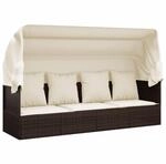 vidaXL Outdoor Loungebett, Verstellbar Gartensofa mit Kissen Dach, Sonnenliege...
