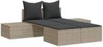 vidaXL Doppel-Sonnenliege mit Kissen Hellgrau Poly Rattan