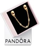 PANDORA Moments Drei Klare Steine Komfortkette aus Sterling Silber mit vergoldeter
