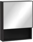 kleankin Spiegelschrank Bad mit Spiegelt&uuml;r 46 x 13,5 x 58 cm Schwarz 