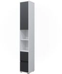 Vicco W&auml;scheschrank Maltin, Wei&szlig;, 30.2 x 189 cm | mit einer T&uuml;r und zwei