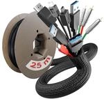 Cable Tube &ndash; Kabelschlauch selbstschlie&szlig;end & zuschneidbar 25m x 25mm Schwarz &ndash;