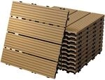 ECD Germany WPC Terrassenfliesen 30x30 cm/11 Fliesen=1m&sup2;, Teak, geriffelt,