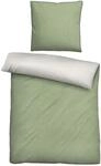biberna Premium-Melange-Flanell Bettw&auml;sche 155x220 cm gr&uuml;n &ndash; Biber 2-teilig 