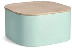 Zeller 25384 Brotkasten m. Bambusdeckel, Metall, mint, ca. 26,5 x 26,5 x 14,5 cm