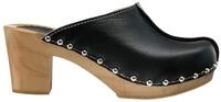ESTRO Damen Clogs Leder Schuhe aus Holz CDL03 (Schwarz, 36)
