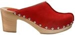 ESTRO Damen Clogs Leder Schuhe aus Holz CDL03 (Rot, 40)