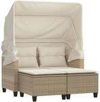 vidaXL Gartensofa 2-Sitzer mit Dach Hockern, Outdoor Sofa Gartenm&ouml;bel, Garten...